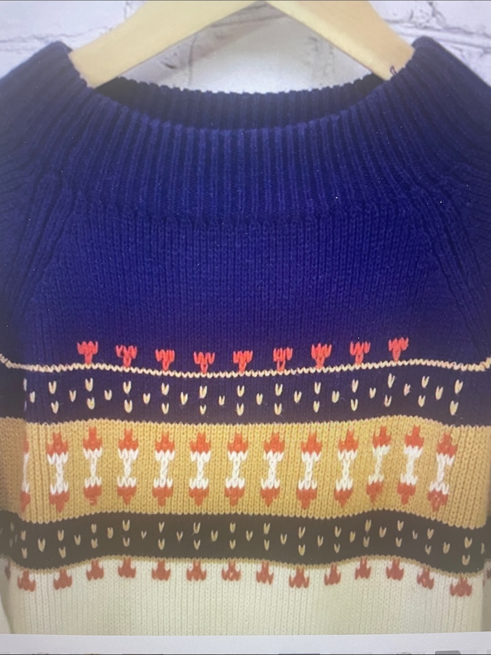 Men's Colorblock Fair Isle Sweater - Cream, Black & Gold - Picture 3 of 7